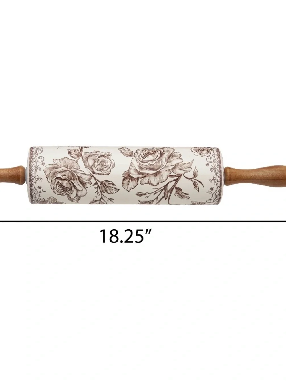 The Pioneer Woman Agatha Brown Ceramic Rolling Pin